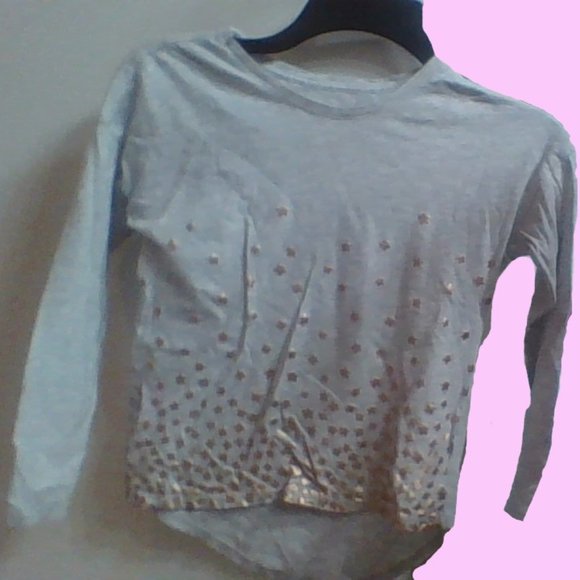 Long sleeved gray and rose gold star tshirt Size 8 - Picture 1 of 1